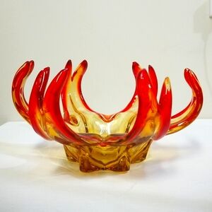 MCM Red Gold Art Glass Piece